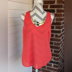Bebe Coral Sleeveless Women's Top With Attached Necklace